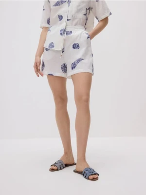 Reserved - Szorty z lnem - jasnoniebieski