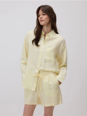 Reserved - Szorty z lnem - jasnożółty