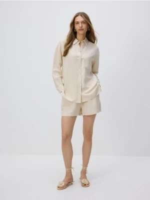 Reserved - Szorty z lnem - kremowy