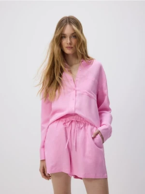 Reserved - Szorty z lnem - różowy