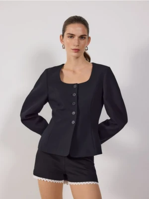 Reserved - Szorty z ozdobną wstawką - czarny