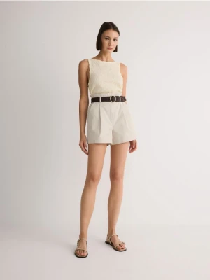 Zdjęcie produktu Reserved - Szorty z plecionym paskiem - beżowy