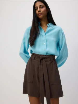 Reserved - Szorty z wiązaniem - brązowy