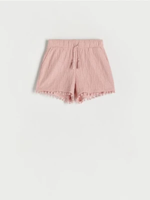 Reserved - Szorty z wiązaniem - brudny róż