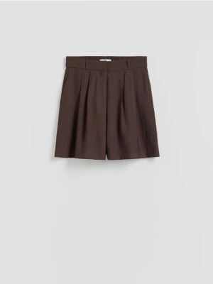 Reserved - Szorty z wiskozą - ciemnobrązowy