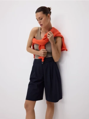 Reserved - Szorty z wiskozą - granatowy