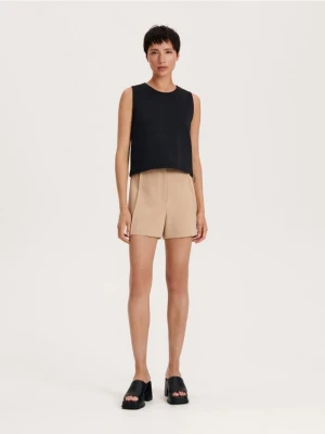 Reserved - Szorty z wysokim stanem - beżowy