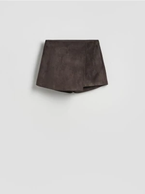 Reserved - Szorty z zakładką - ciemnobrązowy