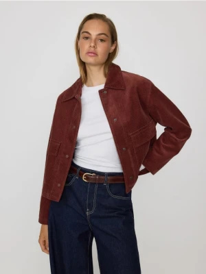 Reserved - Sztruksowa kurtka z kołnierzykiem - bordowy