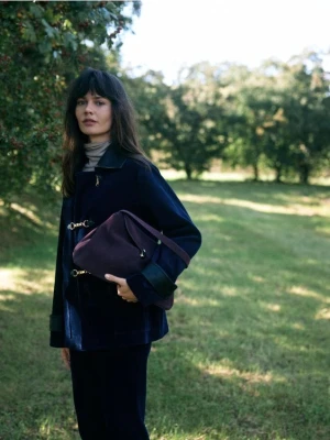 Reserved - Sztruksowa kurtka z kołnierzykiem - granatowy