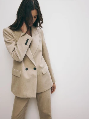 Reserved - Sztruksowa marynarka dwurzędowa - beżowy