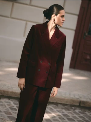 Reserved - Sztruksowa marynarka dwurzędowa - mahoniowy