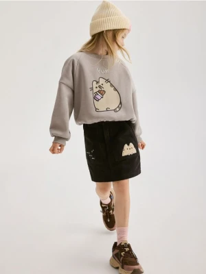 Reserved - Sztruksowa spódnica Pusheen - ciemnoszary
