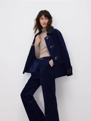 Reserved - Sztruksowe spodnie straight - granatowy