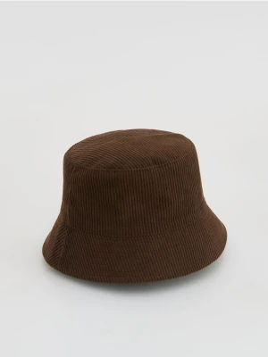Reserved - Sztruksowy kapelusz bucket - ciemnobrązowy
