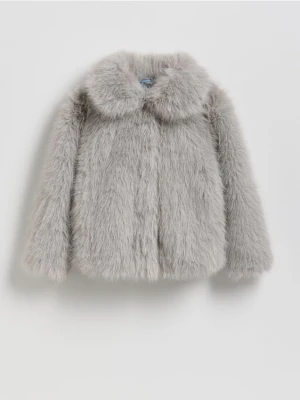 Reserved - Sztuczne futerko z kołnierzem - jasnoszary