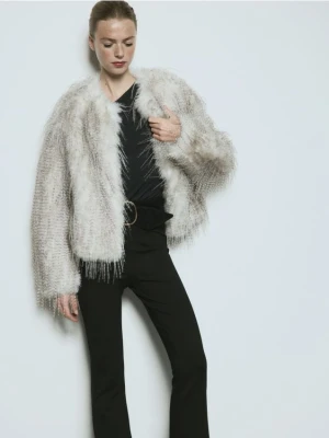 Reserved - Sztuczne futerko z piórami - wielobarwny