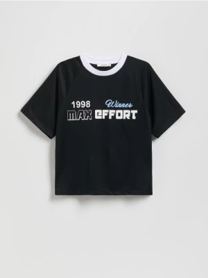 Reserved - Szybkoschnący t-shirt z nadrukiem - czarny