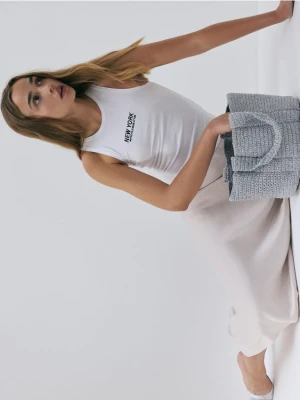 Reserved - Szydełkowana torebka shopper - srebrny