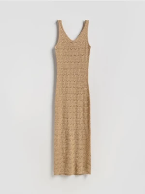Reserved - Szydełkowna sukienka z lyocellem - beżowy