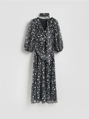 Reserved - Szyfonowa sukienka maxi - czarny