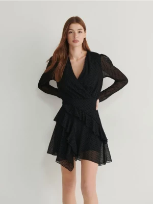 Reserved - Szyfonowa sukienka mini - czarny