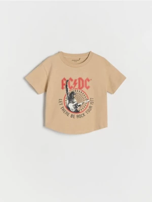 Reserved - T-shirt AC/DC - beżowy