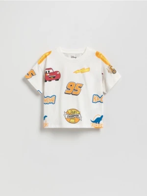 Reserved - T-shirt Auta - złamana biel