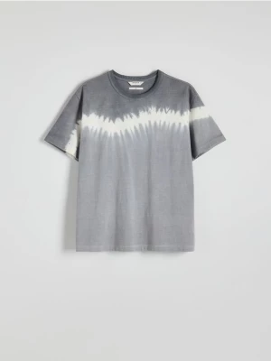 Reserved - T-shirt boxy tie dye - jasnoszary