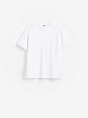 Reserved - T-shirt boxy z bawełną - biały