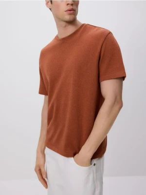 Reserved - T-shirt boxy z bawełną - bordowy