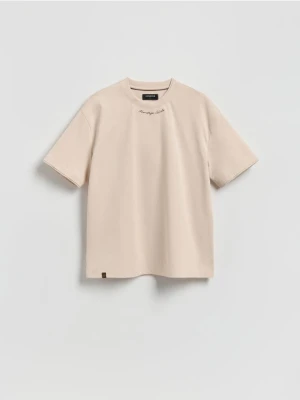 Reserved - T-shirt boxy z bawełną - brązowy