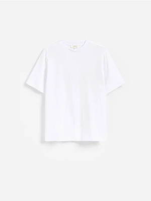 Reserved - T-shirt boxy z bawełny merceryzowanej - biały