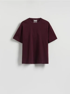 Reserved - T-shirt boxy z merceryzowanej bawełny - brązowy