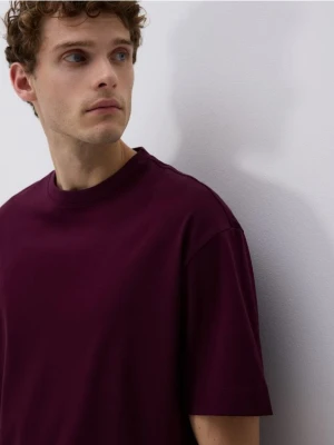 Reserved - T-shirt boxy z merceryzowanej bawełny - brązowy