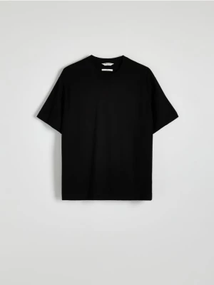 Reserved - T-shirt boxy z merceryzowanej bawełny - czarny