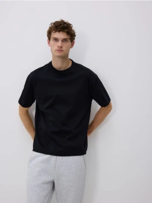 Zdjęcie produktu Reserved - T-shirt boxy z merceryzowanej bawełny - czarny