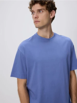 Reserved - T-shirt boxy z merceryzowanej bawełny - jasnoniebieski