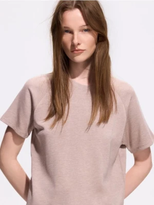 Reserved - T-shirt boxy z modalem - beżowy