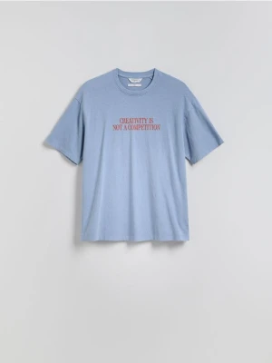 Reserved - T-shirt boxy z nadrukiem na plecach - jasnoniebieski