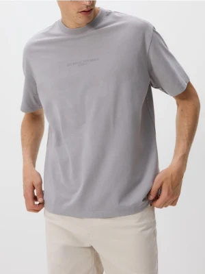 Reserved - T-shirt boxy z nadrukiem - szary