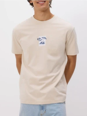 Reserved - T-shirt comfort z nadrukiem - beżowy