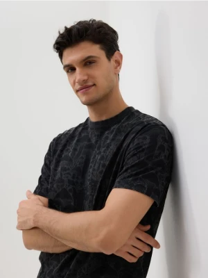 Reserved - T-shirt comfort z nadrukiem - brązowy