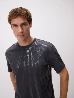 Reserved - T-shirt comfort z nadrukiem - ciemnoszary