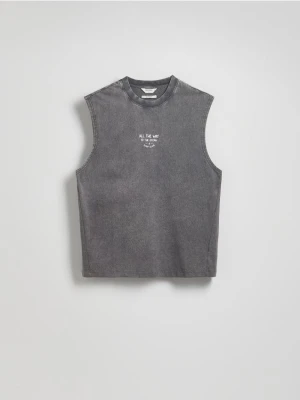 Reserved - T-shirt comfort z nadrukiem - ciemnoszary