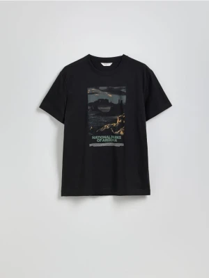 Reserved - T-shirt comfort z nadrukiem - czarny