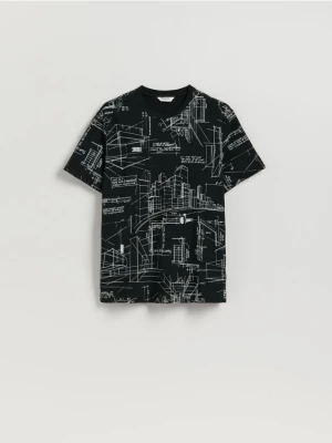 Reserved - T-shirt comfort z nadrukiem - czarny