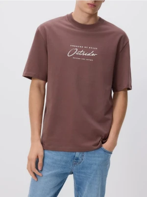 Reserved - T-shirt comfort z nadrukiem - jasnofioletowy