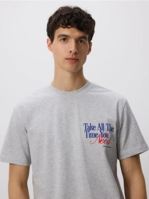 Reserved - T-shirt comfort z nadrukiem - jasnoszary