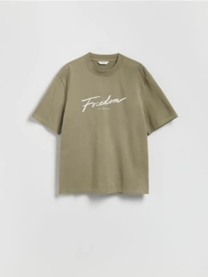 Reserved - T-shirt comfort z nadrukiem - jasnozielony